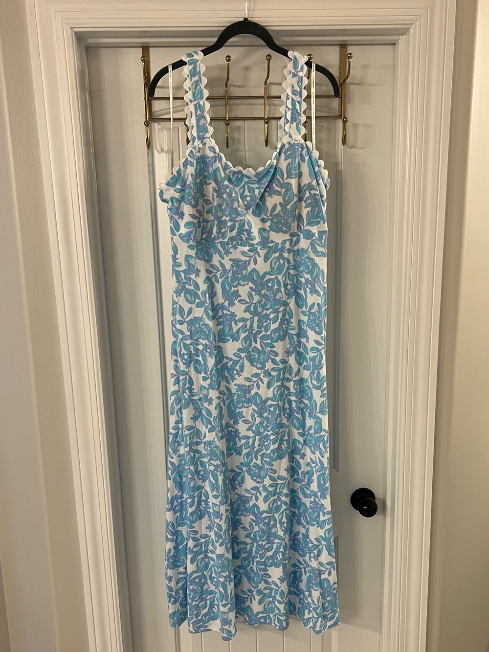 Lilly Pulitzer Blue and White Floral Maxi Dwyer Dress